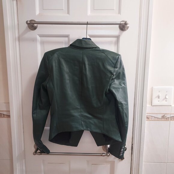 Veronica Beard Cooke Leather Green Jacket Blazer - Picture 3 of 11